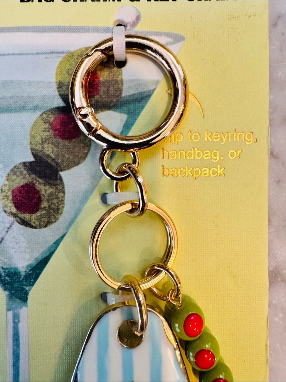 piper•k "Tini Time" Martini Bag Charm & Key Chain - Blue White - Picture 3 of 6